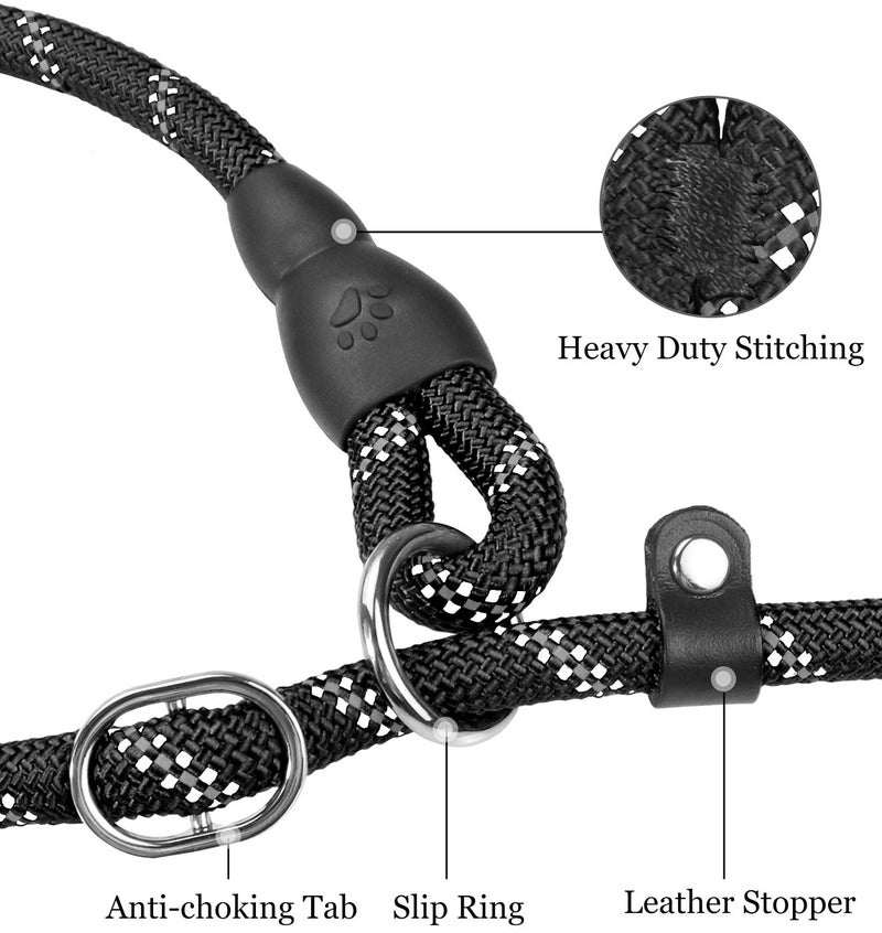 TagME Slip Leads for Dogs, 6 FT Heavy Duty Slip Leash with Padded Handle, Strong Rope No Pull Pet Training Leash for Medium Dogs,Black - Image 4